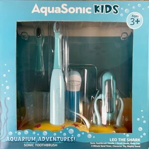 AquaSonic Kids Leo the Shark Sonic Toothbrush Set New In Box